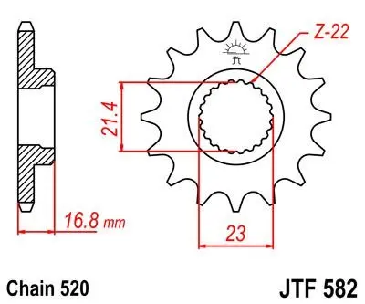 <strong>Передня зірка 16зуб. XJ600Diversion JT MOTO 102-482-16 (фото 1)</strong>