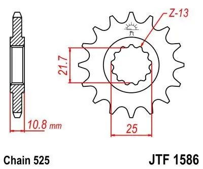 <strong>Передня зірка 16зуб. TDM850`96-98/TRX850 JT MOTO 102-565-16 (фото 1)</strong>