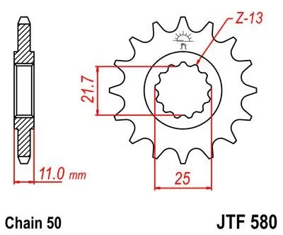 <strong>Передня зірка 16зуб. FZ6?04-/FZ750/YZF-R7/FZX750 JT MOTO 102-664-16 (фото 1)</strong>