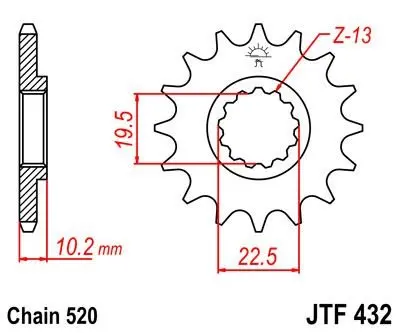 <strong>Передня зірка 14зуб. DR350S/400?00-/RM250 -`04 JT MOTO 103-461-14 (фото 1)</strong>