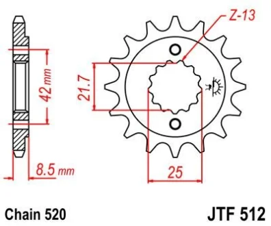 Передня зірка 16зуб. GPZ500S/KLE500`91-/EN500C для JT MOTO 104-463-16 фото товару