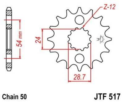 Передня зірка 17зуб. GPZ900R/ZZR1100/1200/1400 для JT MOTO 104-655-17 фото товару