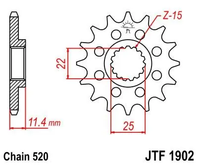 <strong>Передня зірка 16зуб. KTM 620EGSE/LSE 625SXC 640LC4 JT MOTO 105-412-16 (фото 1)</strong>