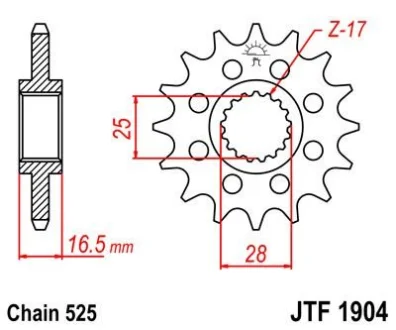 Передня зірка 17зуб. KTM Advent.950 LC8/990 для JT MOTO 105-501-17 фото товару