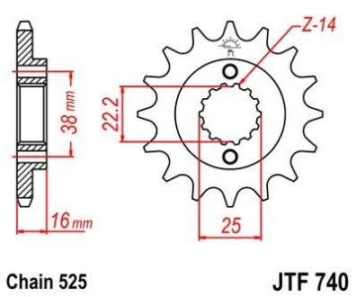 Передня зірка 15зуб. Ducati 749/916/944/992/996 для JT MOTO 105-551-15 фото товару