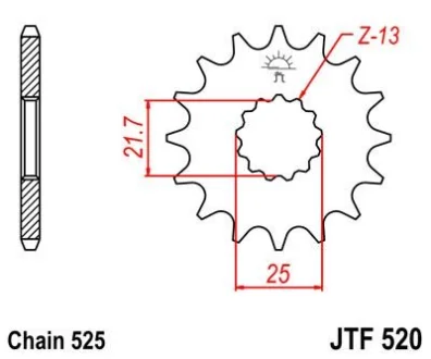 Передня зірка 15зуб. DL650/SV650/W650/Raptor650 для JT MOTO 105-563-15 фото товару