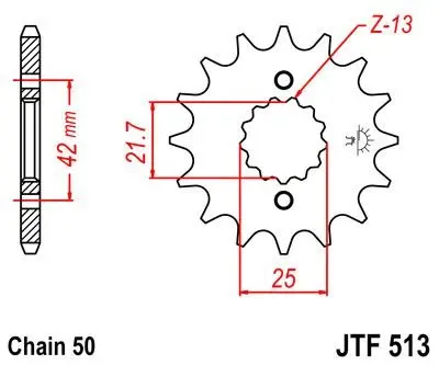 <strong>Передня зірка 16зуб. ZXR750/VN800/ZX-9R/Raptor1000 JT MOTO 105-665-16 (фото 1)</strong>