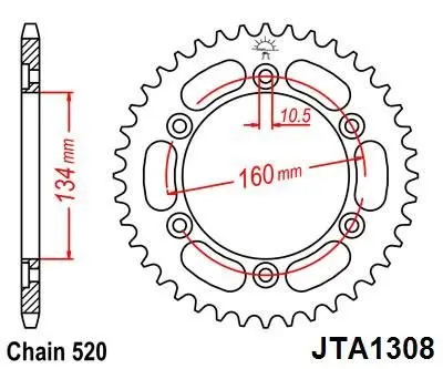<strong>Легкосплав. Зірка для 520 ланцюга - 45зуб. CBR600`01/900`00 JT MOTO 110-461-45 (фото 1)</strong>