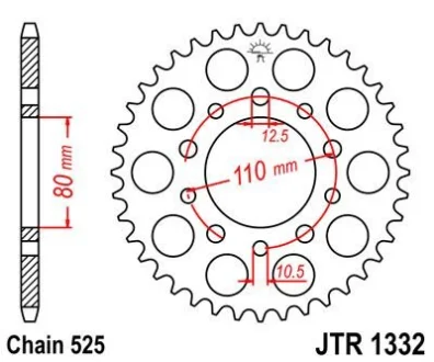 Зірка 44зуб. VT600C Shadow для JT MOTO 111-552-44 фото товару