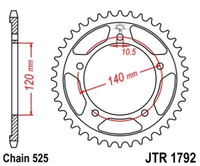 Зірка 43зуб. GSXR600`06/750`04-05/Bonnev. для JT MOTO 113-552-43 фото товару