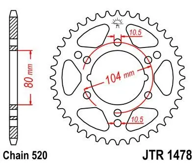 <strong>Зірка 43зуб. ZX6R+RR`05-/Z750/S`04- JT MOTO 114-463-43 (фото 1)</strong>