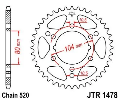 Зірка 43зуб. ZX6R+RR`05-/Z750/S`04- для JT MOTO 114-463-43 фото товару