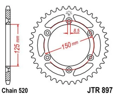 Зірка 52зуб. KTM SX450/SX-F450 для JT MOTO 115-464-52 фото товару