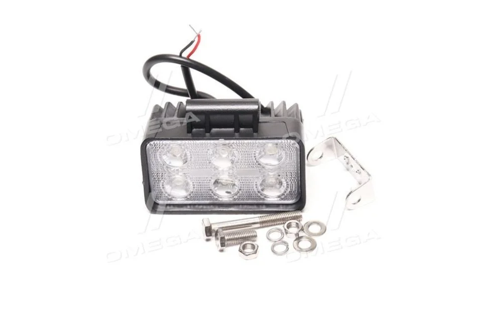 <strong>Фара LED прямокутна. 18W, 6 ламп, 110*90мм, 1200Lm широкий промінь 12/24V 6000K (LITLEDA,) JUBANA 453701046 (фото 1)</strong>