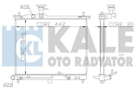 Радиатор охлаждения двигателя (паяный) Hyundai i10 (07-) 1.1i KALE OTO для Kale-oto-radyator 341970 фото товара