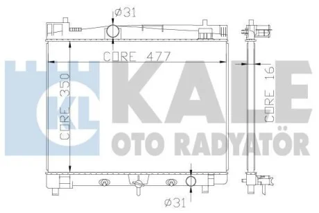 KALE TOYOTA Радіатор охолодження двиг. (з АКПП) Yaris 1.0/1.3 05- для Kale-oto-radyator 342210 фото товару