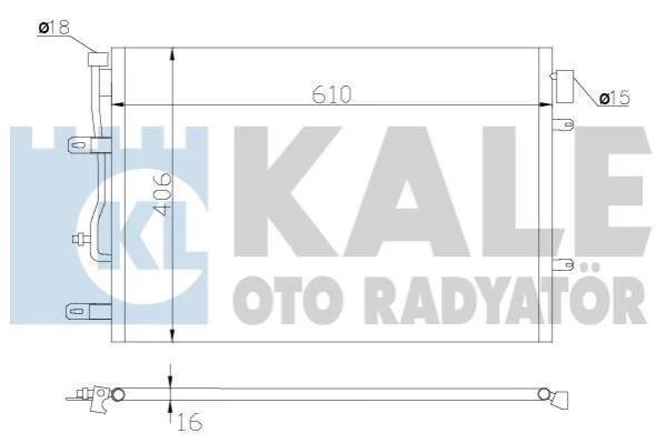 <strong>KALE VW Радіатор кондиціонера (конденсатор) Audi A4/6 1.6/3.0 00- Kale-oto-radyator 342410 (фото 1)</strong>