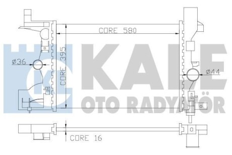 Радиатор охлаждения Chevrolet Cruze 1.6, 1.8 (09-), Orlando (10-) 1.8i, Astra J (10-) 1.4i, 1.6i, 1.8i МКПП KALE OTO RADYATOR Kale-oto-radyator 349200 фото товара