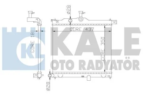 KALE HYUNDAI Радіатор охолодження двиг. i10 1.1/1.1CRDi 08- для Kale-oto-radyator 358300 фото товару