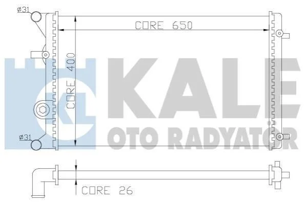 <strong>Радіатор охолодження двигуна (паяний) Audi A3 (97-)/Seat Leon (99-)/Skoda Octavia I (97-)/VW Bora (99-), Golf IV (98-) KALE OTO RADYATOR Kale-oto-radyator 366400 (фото 1)</strong>