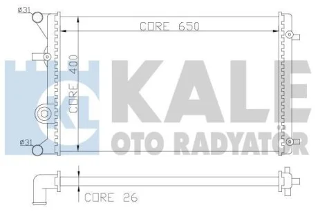 Радіатор охолодження двигуна (паяний) Audi A3 (97-)/Seat Leon (99-)/Skoda Octavia I (97-)/VW Bora (99-), Golf IV (98-) KALE OTO RADYATOR для Kale-oto-radyator 366400 фото товару