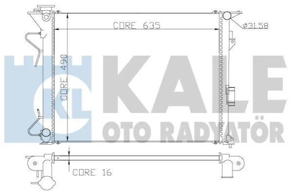 <strong>KALE HYUNDAI Радіатор охолодження двиг. Grandeur, Sonata V,VI 2.4/3.3 05- Kale-oto-radyator 369800 (фото 1)</strong>