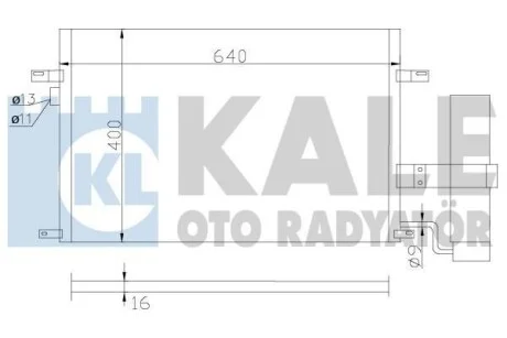 Радіатор кондиціонера Chevrolet Lacetti, Nubira - Daewoo Lacetti, Nubira Condenser KALE OTO RADYATOR для Kale-oto-radyator 377100 фото товару