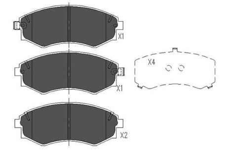 PARTS гальмівні колодки перед. HYUNDAI Lantra, Sonata KIA Magentis 00- KAVO KBP-7504 фото товара