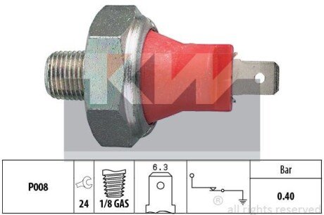 Датчик тиску масла (аналог EPS 1.800.017/Facet 7.0017) KW 500 017 фото товара