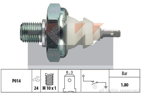 Датчик тиску масла (аналог EPS 1.800.045/Facet 7.0045) KW 500 045 фото товара