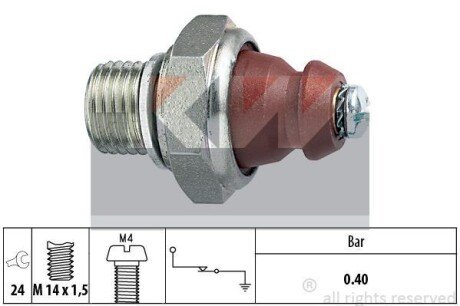 Датчик тиску масла (аналог EPS 1.800.074/Facet 7.0074) KW 500 074 фото товару