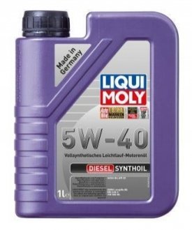 LM 1л DIESEL SYNTHOIL 5W-40 Олива двигуна ACEA A3/B4, API CF, BMW Longlife-98 | MB 229.3 | VW 505 00 LIQUI MOLY 1340 фото товара