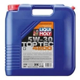 Моторна олива Liqui Moly Top Tec 4200 5W-30 синтетична 20 л для Chevrolet, Audi, Nissan, BMW, Jeep LIQUI MOLY 3708 фото товару