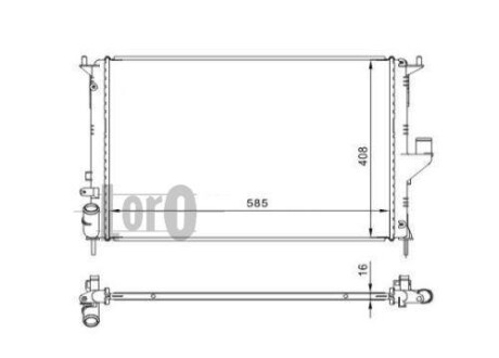 Радіатор води Duster/Logan/Sandero 1.2/1.4/1.5dCi/1.6 05- (585x406x16) Loro 010-017-0001 фото товару