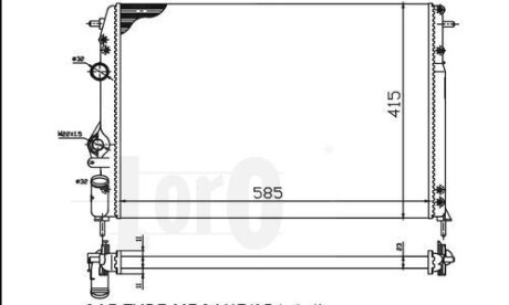 Купити Радіатор охолодження двигуна RENAULT Megane, Scenic 1.4i 95- Loro 042-017-0005 за низькою ціною в Україні (фото 1)