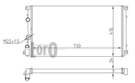 Радиатор воды Master/Movano II 1.9/2.2/dCi 97> (730x415x23) термовыкл. Loro 042-017-0025 фото товара