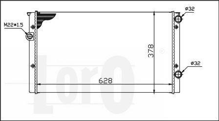 Радіатор води Golf III -99 1.9TDI (358x377x34) (-AC) Loro 053-017-0006 фото товару