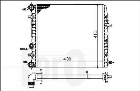 Купити Радіатор охолодження Fabia/Rapid/Roomster 99- (430x414x23) Loro 053-017-0039 за низькою ціною в Україні (фото 1)