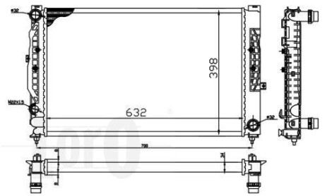 Радіатор охолодження A4/A6/Passat 97-05 2.4i/2.8i/2.5TDI (632x398x32) Loro 053-017-0055 фото товару