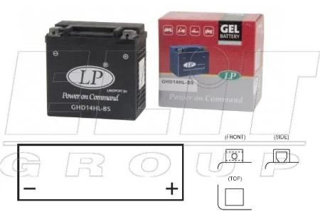 12V,14Ah,д. 149, ш. 87, в. 144, вага 4,8 кг - гелійовий, разробка для Harley Davidson CCA 220 для LP BATTERY MG GHD14HL-BS фото товару