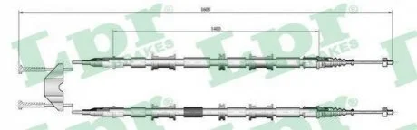 Тросик гальма стоянки для Opel, Vauxhall, Chevrolet LPR C0654B фото товару