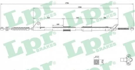 Трос ручного гальма для Toyota LPR C0857B фото товару