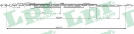 Трос ручного гальма для Volkswagen, Skoda, Audi, Seat LPR C0952B фото товару