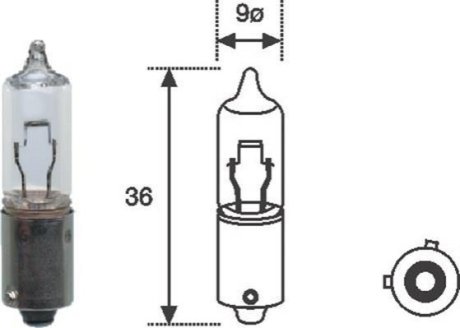 Лампа розжарювання H21W 12V 21W BAY9s (кор.код. H21W 12) MAGNETI MARELLI 002052500000 (фото 1)