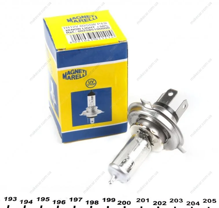 <strong>Лампа галогенна H4 12V 60/55W MAGNETI MARELLI 002585100000 (фото 1)</strong>