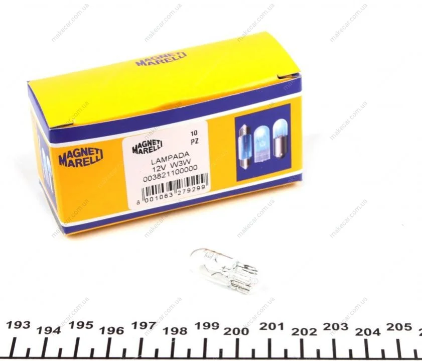 <strong>Лампа розжарювання W3W 12V 3W W2, 1x9, 5d (вир-во Magneti Marelli) MAGNETI MARELLI 003821100000 (фото 1)</strong>