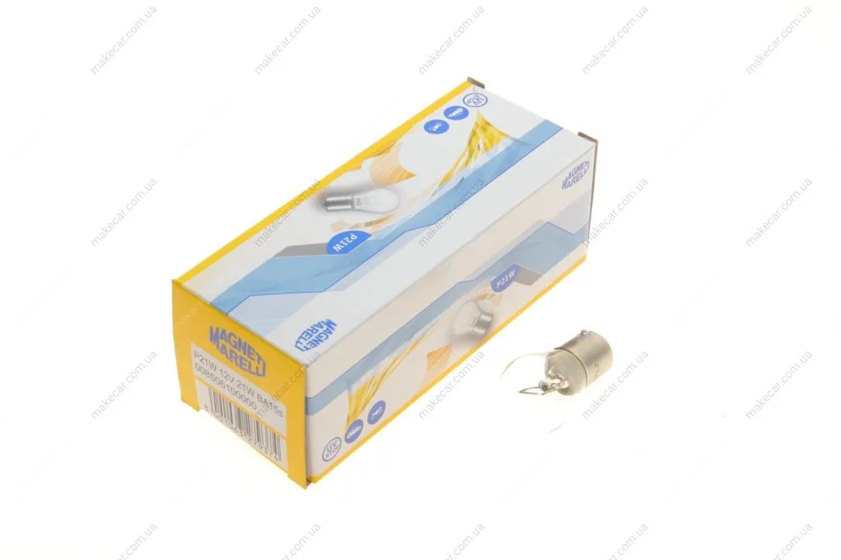 <strong>Лампа розжарювання P21W 12V 21W BA15d (вир-во Magneti Marelli) MAGNETI MARELLI 008506100000 (фото 1)</strong>