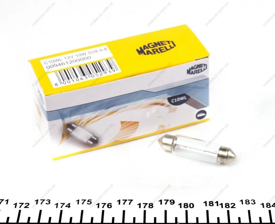 <strong>Лампа допоміжн. освітлення C10W 12V SV8.5-8 (11,5x44) (вир-во Magneti Marelli) MAGNETI MARELLI 009461200000 (фото 1)</strong>