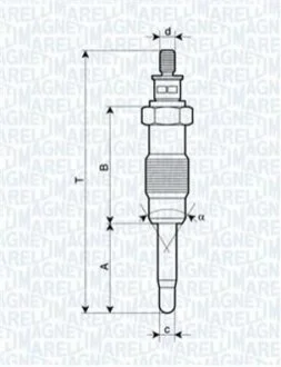 Свеча накала BRAVO/A,PUNTO,LANCIA, ALFA,MAREA [] для Fiat, Toyota, Lancia MAGNETI MARELLI 062500300304 фото товару