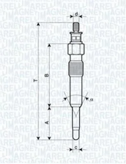 Свічка розжарювання для MAGNETI MARELLI 062503901304 фото товару